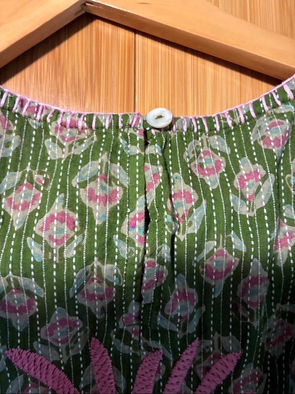 Sister Mary Green & Pink Embroidered Elena Top - Size Small - Picture 4 of 10